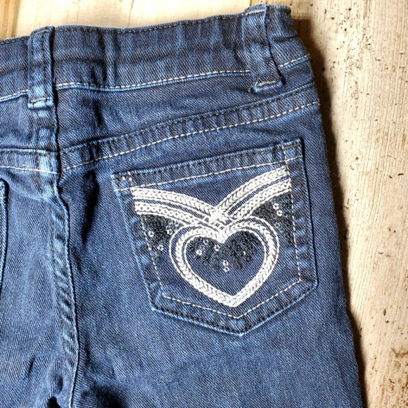 Arizona Jeans Co Dark Wash Sequin Embellished Girls Jeans Size 4Y - Picture 1 of 10